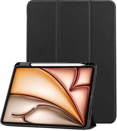 Hoesje - Geschikt voor Apple iPad Air M3/M4 (2025/2026) - 11 inch - Dun & Stevig - Trifold Bookcase - Hard Cover Case - Met Uitsparing Geschikt voor Apple Pencil - Hardcover Book - Tablet Hoes - Zwart