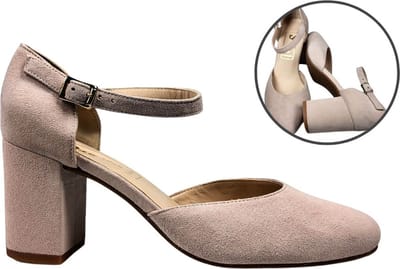 Stravers - Nude Pumps met Bandje Maat 42 Grote Maten Pumps met Blokhak