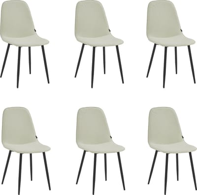 Colenis® - Milou Eetkamerstoelen - Set Van 6 - Licht Beige - Linnen Stof - Industrieel - Stoelen