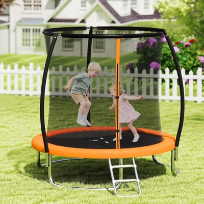 Trampoline 244 cm met Veiligheidsnet en Ladder – Ronde Tuintrampoline Complete Set Max. 400 kg met Randafdekking en Stalen Frame – Kinder & Volwassenen Trampoline – Urbanhome