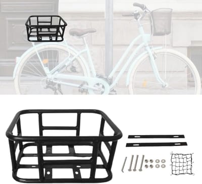 Fietsmand - Voor- en Achtermand - Boodschappen Vervoeren - Snelspansysteem - 32cm x 28cm x 15cm - Zwart