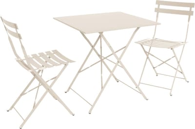sweeek - Bistrotuinset vierkante metalen tafel met twee stoelen inklapbaar - emilia