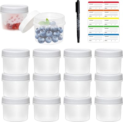 Famanu – Set van 20 kleine voedselcontainers van 160 ml, herbruikbare vriesdozen met deksel, ideaal voor snacks en maaltijden
