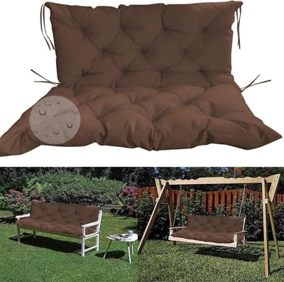 Bankkussen met rugleuning - Tuinkussen buiten - Comfortabel zitten - Waterbestendige stof - 100 x 100 cm - Bruin