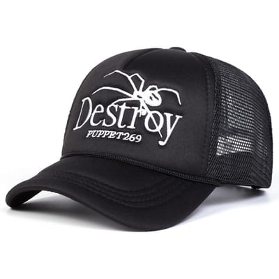 Unisex Desroy Spinnen Borduurwerk Baseball Net Caps Lente En Zomer Buiten Verstelbare Casual Hoeden Zonbescherming Hoed Sportpet black