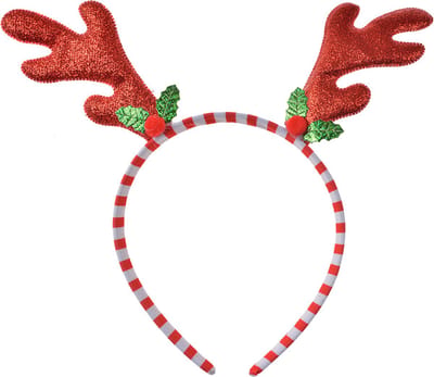 Clayre & Eef Kerst Haarband 20x3x21 cm Rood Kunststof Gewei