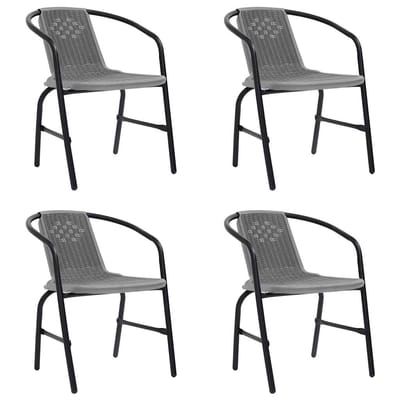 vidaXL - Tuinstoelen - 4 - st - 110 - kg - kunststof - rattan - en - staal