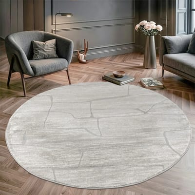 Muratap Vivant marmer rond vloerkleed laagpolig creme- 160 cm rond