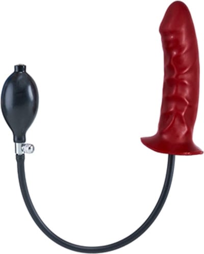 Opblaasbare buttplug - harde kern - rood medium