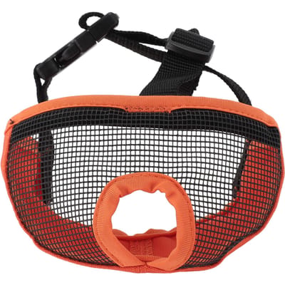 Muselière pour chien à museau court Douce Confortable Respirante Face plate Muselière Bulldog pour mordre mâcher M orange