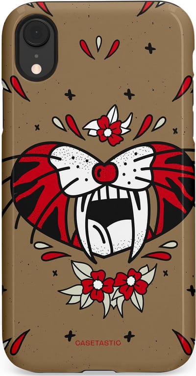 Casetastic hoesje geschikt voor Apple iPhone XR - Dubbellaagse bescherming - Wilde kracht - Fashion Case - Taupe Donkergrijs Bordeaux