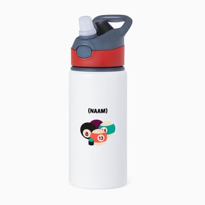 Hacebo® - Biljart met eigen naam waterfles met rietje rood - Biljart - Biljarter - Sport - water fles - 650ML