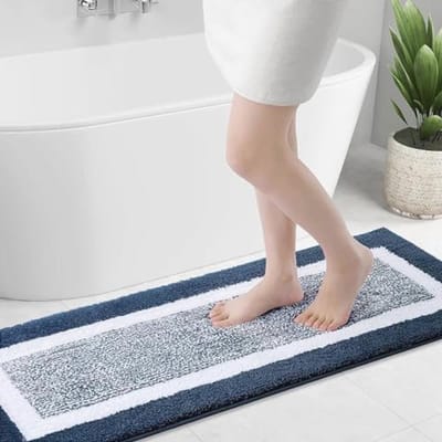 smiry Antislip badkamertapijt, super zacht, absorberend, wasbaar, pluizige douchemat, microvezel, 40 x 120 cm, marineblauw