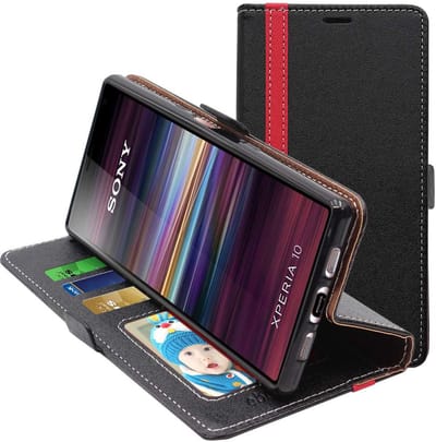 ebestStar - Hoes geschikt voor Sony Xperia 10 (2019), Wallet Etui, Book case hoesje, Zwart, Rood