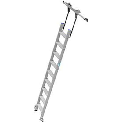 Kastenladder met treden, aluminium, verrijdbaar, 9 treden