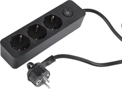 Q-Link stekkerdoos - 3-voudig - met schakelaar - plat - 3 x 1.5 mmÂ² - 1.5 m - PVC - zwart