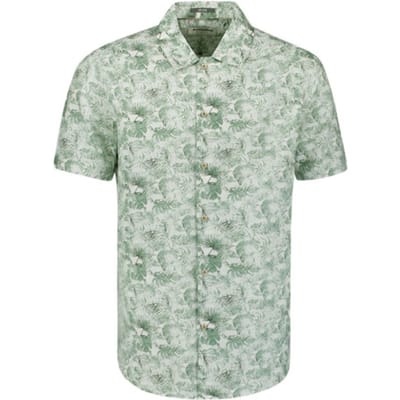 No Excess Shirt Short Sleeve Allover Printed With Linen Green Größe: L | Casual hemden Outlet | Herren | Grün