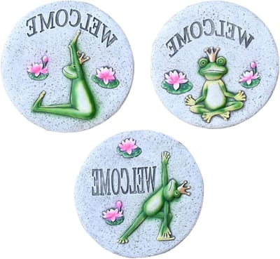 Stapstenen voor Tuin - Decoratieve Voetsteen - Pad Aanleggen - Schattig Kikkerpatroon - 3 Stuks 27cm - Grijs