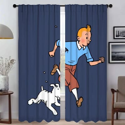 Kuifje AvonturenS Verduisteringsgordijn voor Kamer 2 Paneelgordijnen voor Slaapkamer Huis Interieurgordijnen Shades Woonkamer W50xH70cmx2pcs-CL