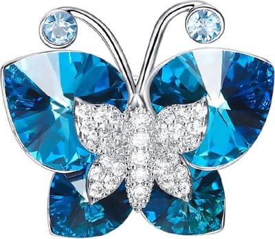Blauwe QoF Kristal Vlinder Broche