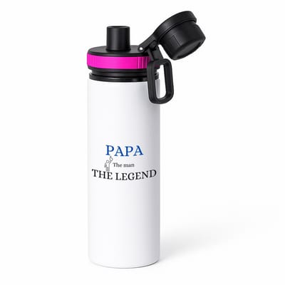 Hacebo® - Papa the man the legend waterfles met draaidop roze - Papa - cadeau papa - cadeau - verjaardag papa - vaderdag - water fles - 850ML