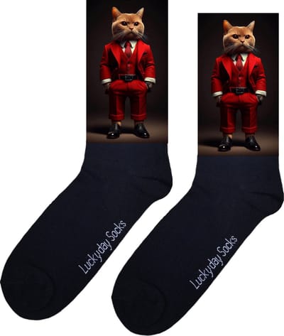 Kat afbeelding sokken - verjaardag cadeau - moederdag - vaderdag - Kitten -afbeelding - kerst cadeau sokken - valentijnsdag - socks waar je happy van wordt - vrolijke sokken - leuke sokken voor heren en dames - grappige sokken - leuk cadeau - maat 37