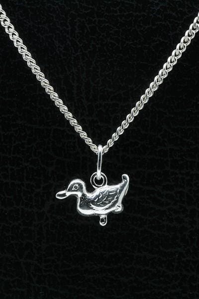 Zilveren Eend ketting hanger