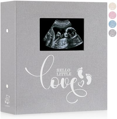 Dailygoods- Fotoalbum 600 Compartimenten - Ultrasound Album - Babyherinneringen - Linnen Cover - 120 Pagina's - Vervangbare Foto's - Babyboek
