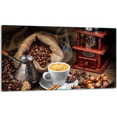 TMK ArtDeko - Snijplank - Glasplaat - 52x30cm - Koffiemotief - Veilig
