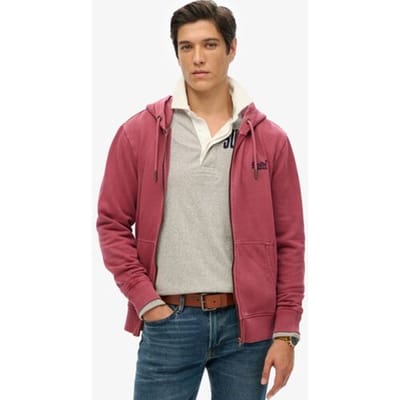 Superdry - Essential Logo Washed hoodie met rits - Heren - Hoodies