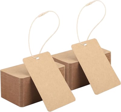 Kraft Papieren Labels - 400 Stuks Bruine Lege Etiketten - 5x8cm Rechthoekige Cadeau Labels voor Verpakking en Decoratie - Stevige 300GSM Kwaliteit