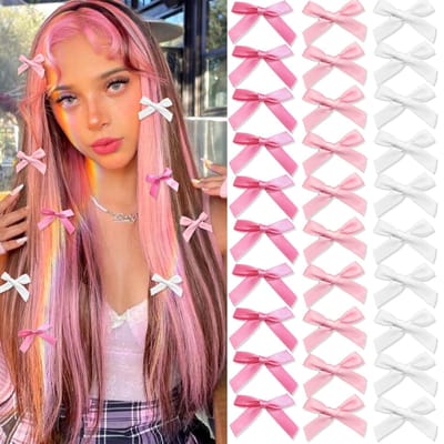 30 PCS Femmes Coloré Ruban Pinces à Cheveux Nœud Papillon Accessoires Cheveux Douces Filles Soie Petite Épingle à Cheveux Élégante Princesse Ballet Y2K Fée Décorative 30pcs