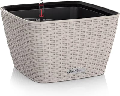 LECHUZA BACINO Cottage - Plantenbak - met uitneembare binnenbak - met bewateringssysteem - ALL-IN-ONE set met LECHUZA-PON - zandbruin