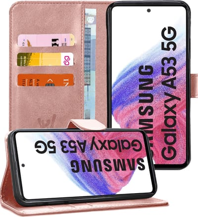 Hoesje geschikt voor Samsung Galaxy A53 - Book Case Kunstleer Wallet Cover Portemonnee Pasjeshouder Hoes Roségoud