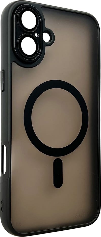 Casemania Hoesje Geschikt voor Apple iPhone 16 - Zwart - Matte Armor Back Cover met Camera Bescherming - Geschikt voor MagSafe