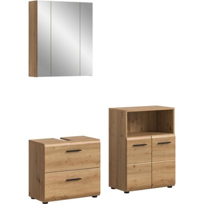 Furnilux Moderne badcombinatie in artisan oak spiegelkast en wastafel met opbergruimte