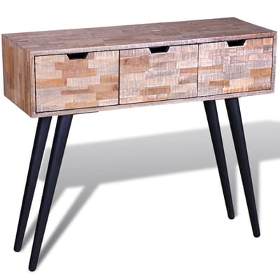 vidaXL - Wandtafel - met - 3 - lades - gerecycled - teakhout