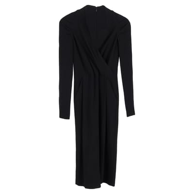 Armani Collezioni midi-jurk met lange mouwen in zwart polyester