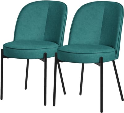 Eetkamerstoelen set van 2 petrol met rugleuning, gestoffeerde stoelen voor eetkamer & keuken ML-Design