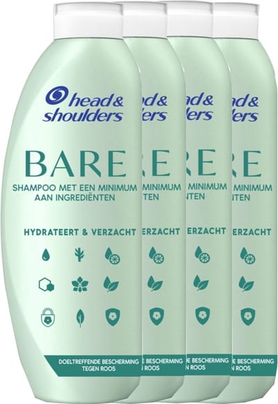 Head & Shoulders - Anti-Roos Shampoo - Bare - Hydrateert & Verzacht - 400 ml - Voordeelverpakking - 4 stuks