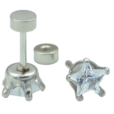 Kleine oorknopjes met ster geslepen CZ steentje - 6 mm - Schroefsluiting - Oorbellen voor dames of meisje