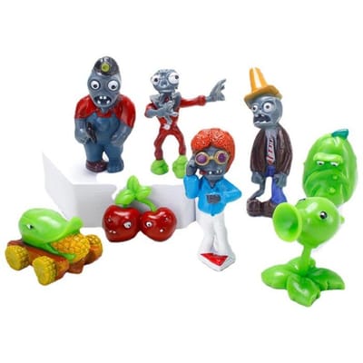 8 Stuks Plants Vs. Zombies Simulatiemodel Taartdecoraties Ornamenten Pompoen Zombie Erwtenwerper Micro Landschap Ornamenten 3.5-7CM