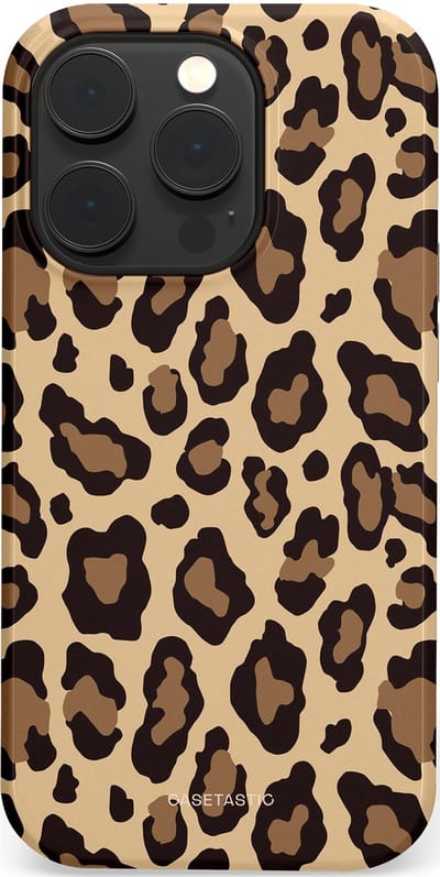 Casetastic hoesje geschikt voor Apple iPhone 14 Pro - MagSafe - Dubbellaagse bescherming - Wilde Panter - Fashion Case - Zwart Taupe Crème