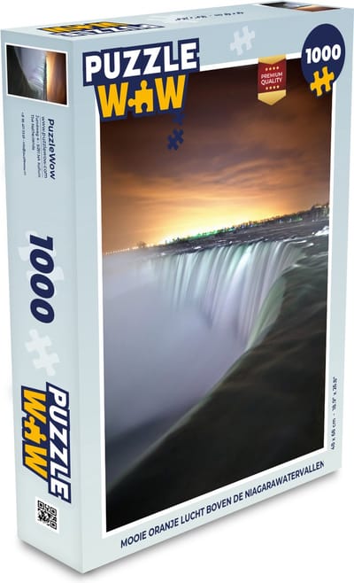 Puzzel Mooie oranje lucht boven de Niagarawatervallen - Legpuzzel - Puzzel 1000 stukjes volwassenen