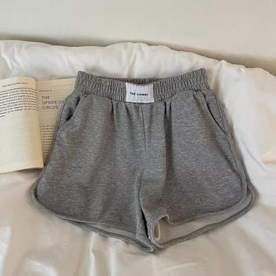 Zomersporten Eenvoudige Korte Casual Broek voor Dames Nieuwe Wijde Pijpen Shorts Elastisch Taille Ontwerp 2XL gray