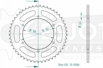 Couronne de transmission Esjot pour Moto Derbi 125 GPR 4T 2009 à 2013 Neuf