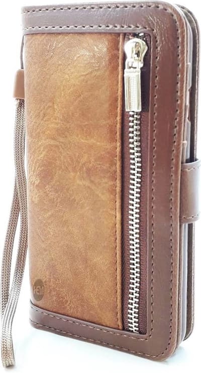 HEM Bruin Wallet Hoesje Geschikt Voor iPhone 14 Plus – Luxe Bookcase Met Aparte Pasjesflip En Rits Voor Kleingeld – Telefoonhoesje