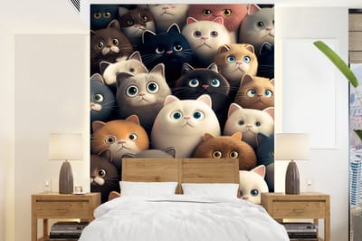Behang - Fotobehang Katten - Dieren - Poes - Design - Meiden - Jongens - Breedte 165 cm x hoogte 220 cm