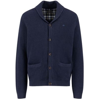 Fynch-Hatton Vest Solid Color Buttoned Shawl Collar Navy / male