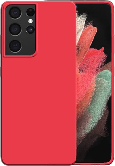 Smartphonica Siliconen hoesje voor Samsung Galaxy S21 Ultra case met zachte binnenkant - Rood geschikt voor Samsung Galaxy S21 Ultra